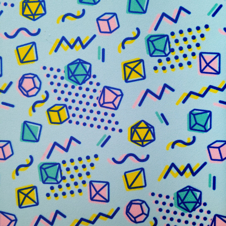 90s Dice desk mat - Geeky merchandise for people who play D&D - Merch to wear and cute accessories and stationery Paola's Pixels