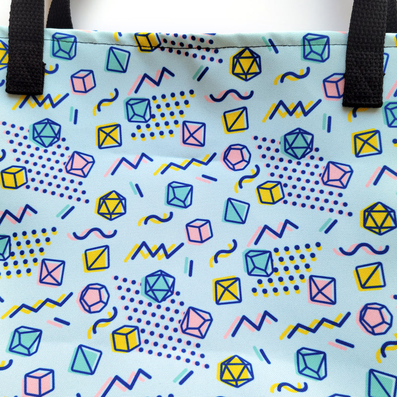 90s Dice Tote bag - Geeky merchandise for people who play D&D - Merch to wear and cute accessories and stationery Paola&
