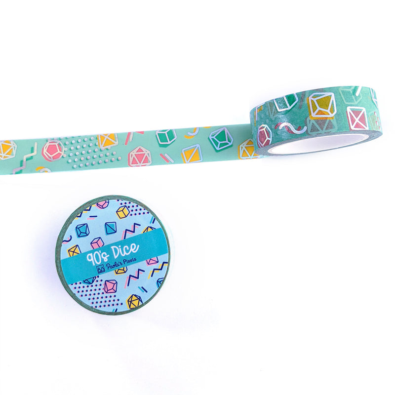 90s Dice Washi Tape - Geeky merchandise for people who play D&D - Merch to wear and cute accessories and stationery Paola&