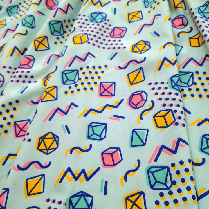 90s Dice Midi Skirt - Geeky merchandise for people who play D&D - Merch to wear and cute accessories and stationery Paola's Pixels