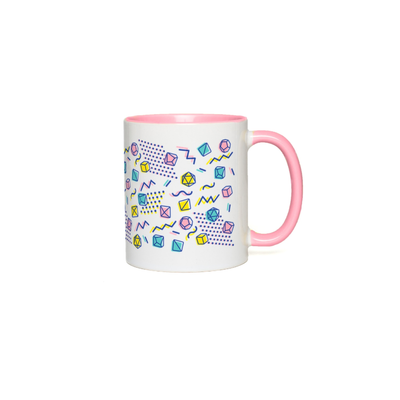 90s Dice Mug - Geeky merchandise for people who play D&D - Merch to wear and cute accessories and stationery Paola's Pixels