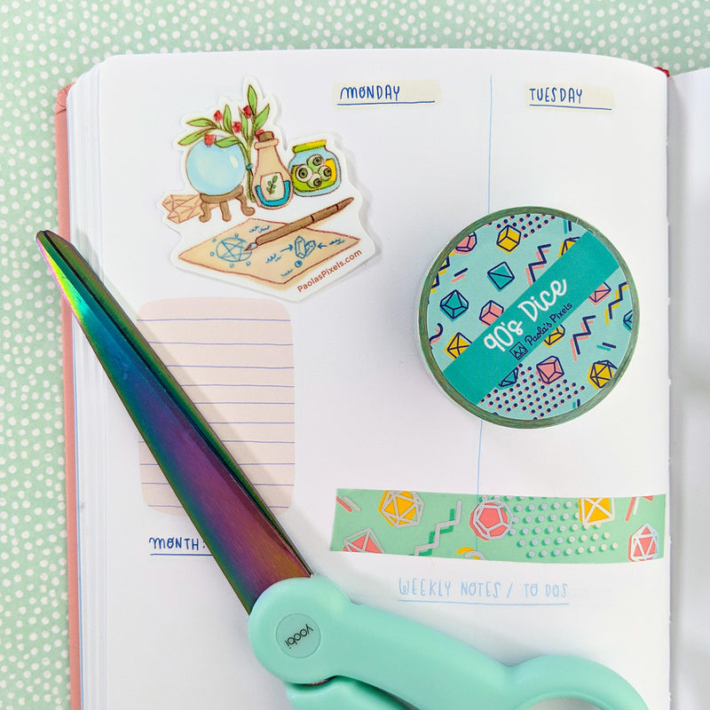 90s Dice Washi Tape - Geeky merchandise for people who play D&D - Merch to wear and cute accessories and stationery Paola&