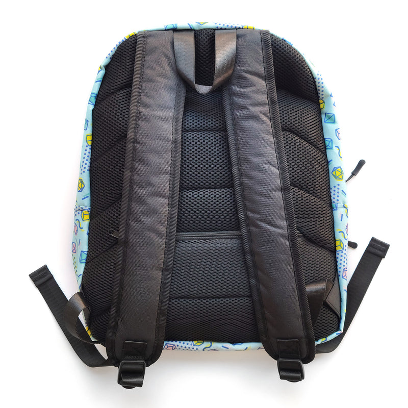 90s Dice Backpack - Geeky merchandise for people who play D&D - Merch to wear and cute accessories and stationery Paola&