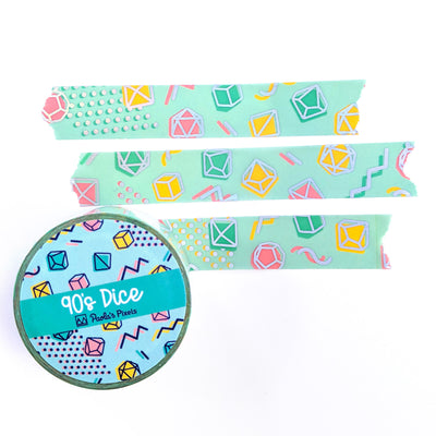 90s Dice Washi Tape - Geeky merchandise for people who play D&D - Merch to wear and cute accessories and stationery Paola's Pixels