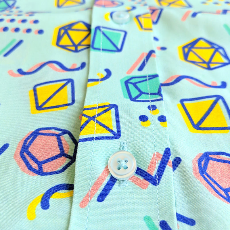 90s Dice Unisex Button Up - Geeky merchandise for people who play D&D - Merch to wear and cute accessories and stationery Paola&