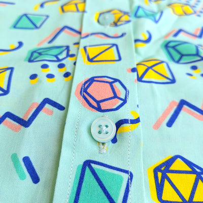 90s Dice Women's Button Up - Geeky merchandise for people who play D&D - Merch to wear and cute accessories and stationery Paola's Pixels
