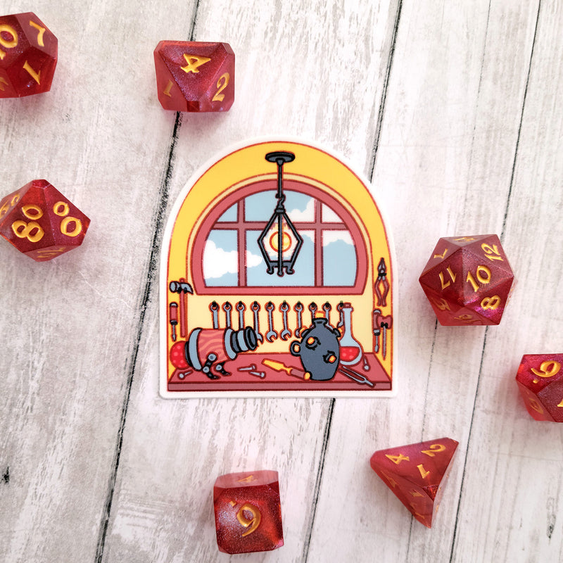 The Artificer Window Sticker - Geeky merchandise for people who play D&D - Merch to wear and cute accessories and stationery Paola&