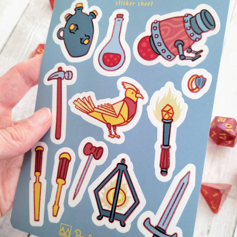 The Artificer Sticker Sheet - Geeky merchandise for people who play D&D - Merch to wear and cute accessories and stationery Paola&