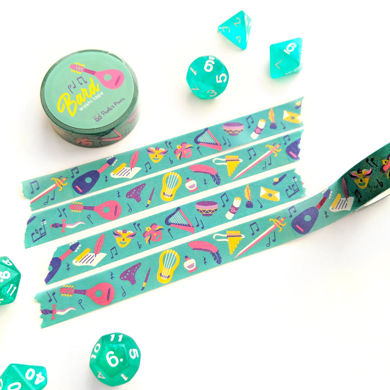 Bard Washi Tape - Geeky merchandise for people who play D&D - Merch to wear and cute accessories and stationery Paola&