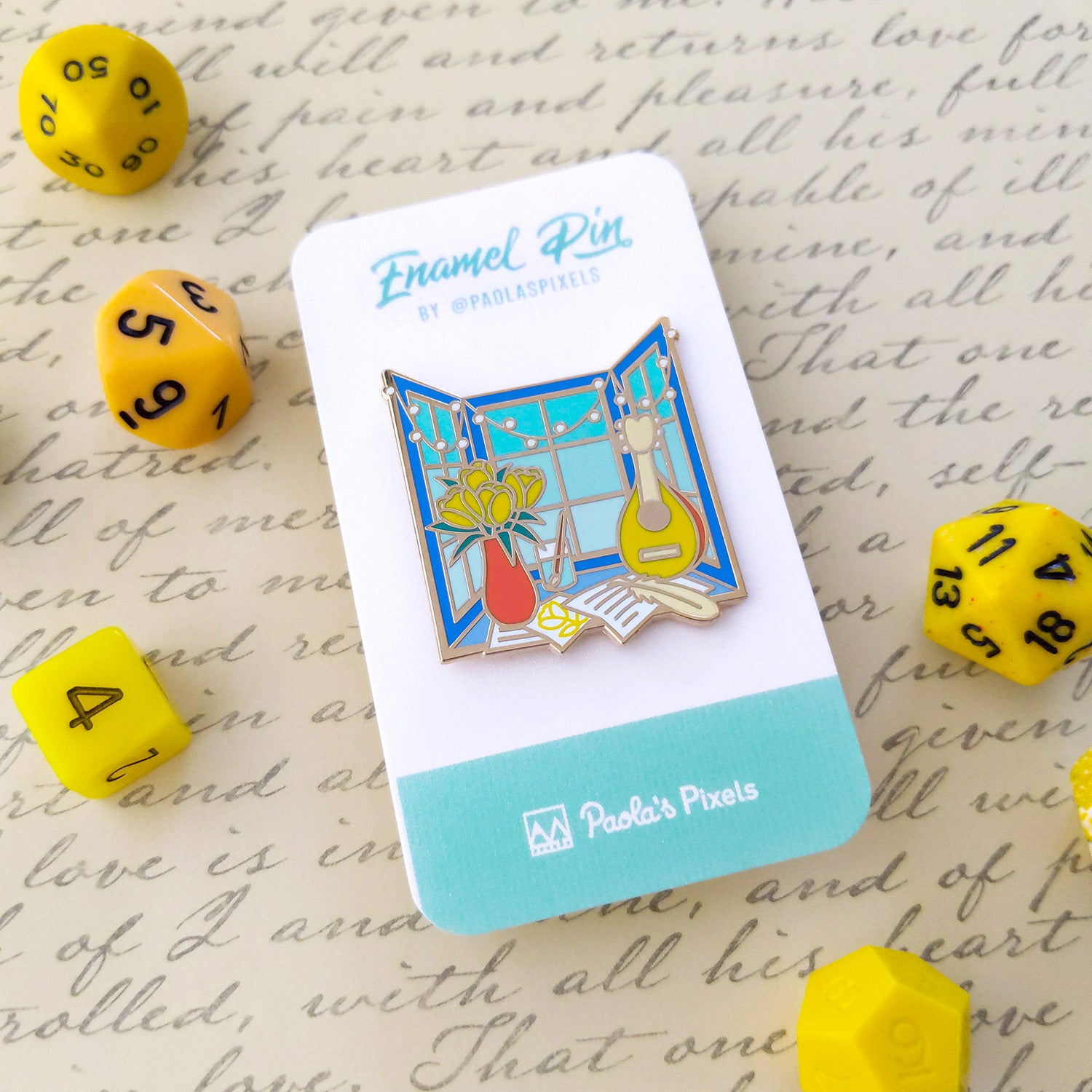 The Bard Window Pin - Geeky merchandise for people who play D&D - Merch to wear and cute accessories and stationery Paola's Pixels