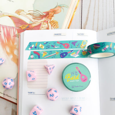 Bard Washi Tape - Geeky merchandise for people who play D&D - Merch to wear and cute accessories and stationery Paola's Pixels