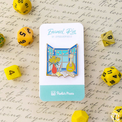 The Bard Window Pin - Geeky merchandise for people who play D&D - Merch to wear and cute accessories and stationery Paola's Pixels
