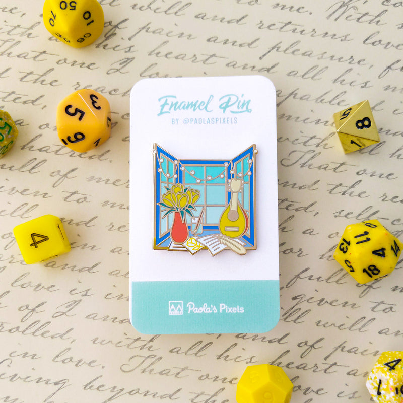 The Bard Window Pin - Geeky merchandise for people who play D&D - Merch to wear and cute accessories and stationery Paola&