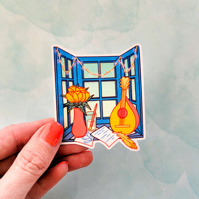 Bard Window Sticker - Geeky merchandise for people who play D&D - Merch to wear and cute accessories and stationery Paola's Pixels