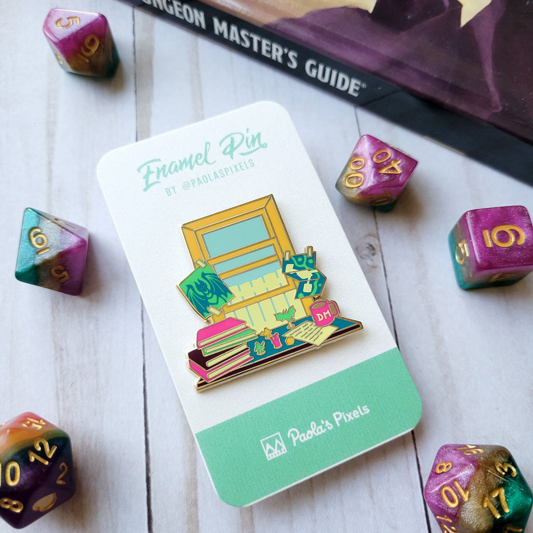 Seconds Sale! Game Master Window Pin - Geeky merchandise for people who play D&D - Merch to wear and cute accessories and stationery Paola's Pixels