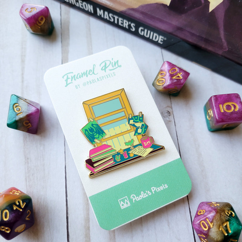 Game Master Window Pin - Geeky merchandise for people who play D&D - Merch to wear and cute accessories and stationery Paola&