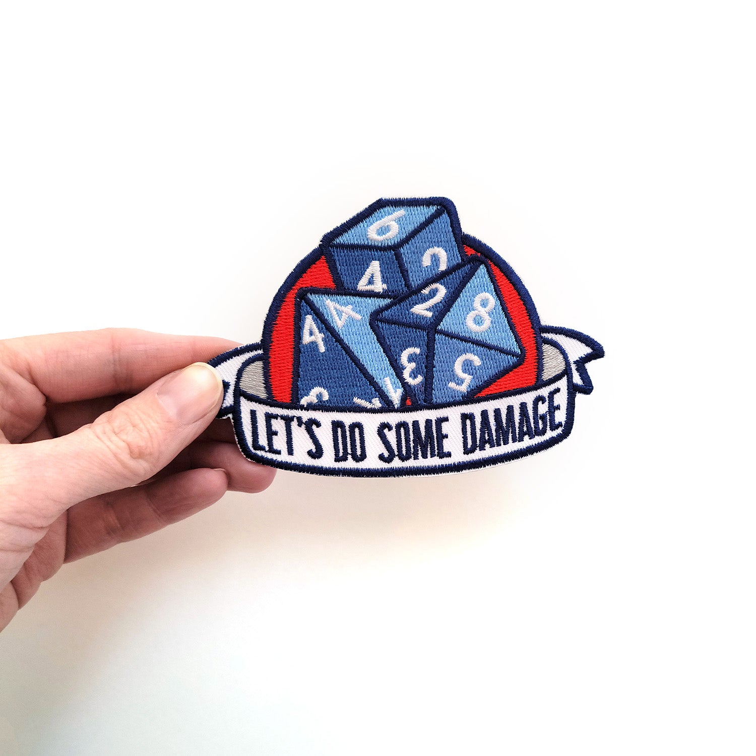Let's Do Some Damage Patch - Geeky merchandise for people who play D&D - Merch to wear and cute accessories and stationery Paola's Pixels