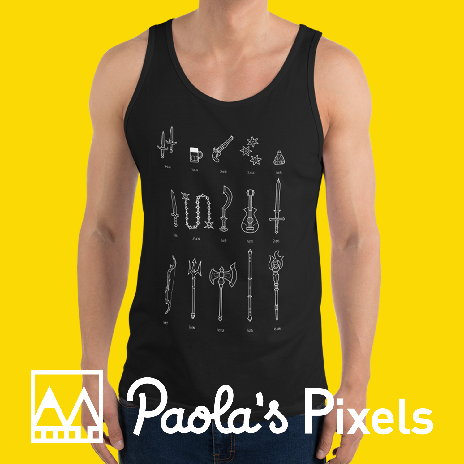 Damage Dealer Unisex  Tank Top - Geeky merchandise for people who play D&D - Merch to wear and cute accessories and stationery Paola's Pixels