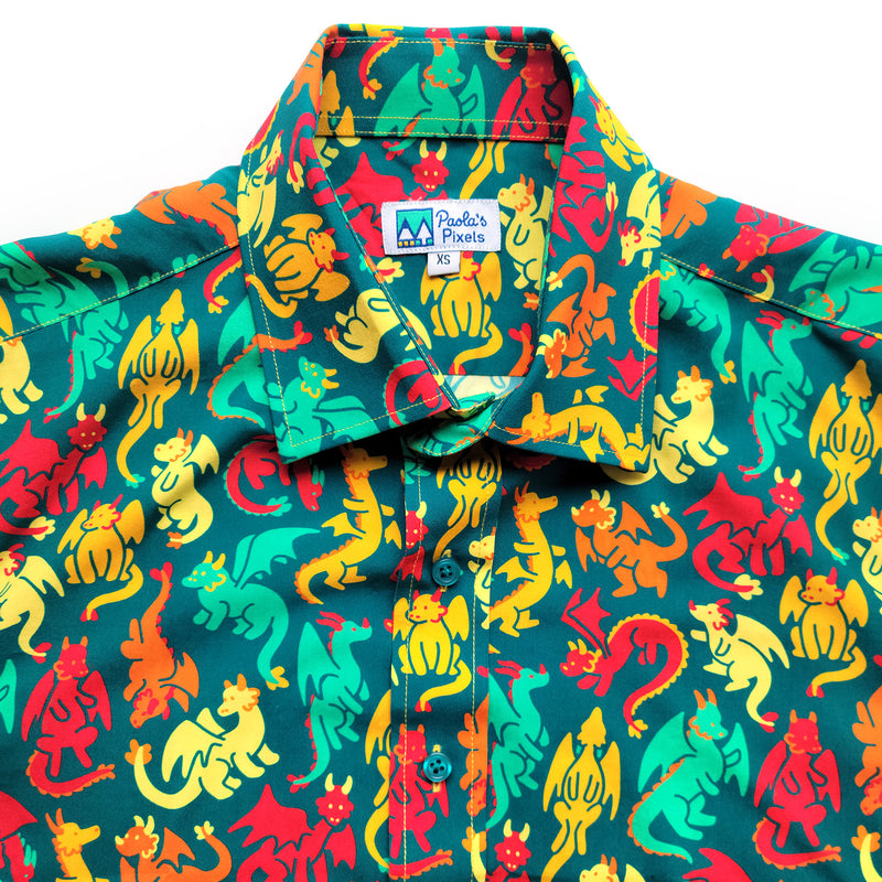 Dragons Unisex Button Up - Geeky merchandise for people who play D&D - Merch to wear and cute accessories and stationery Paola&