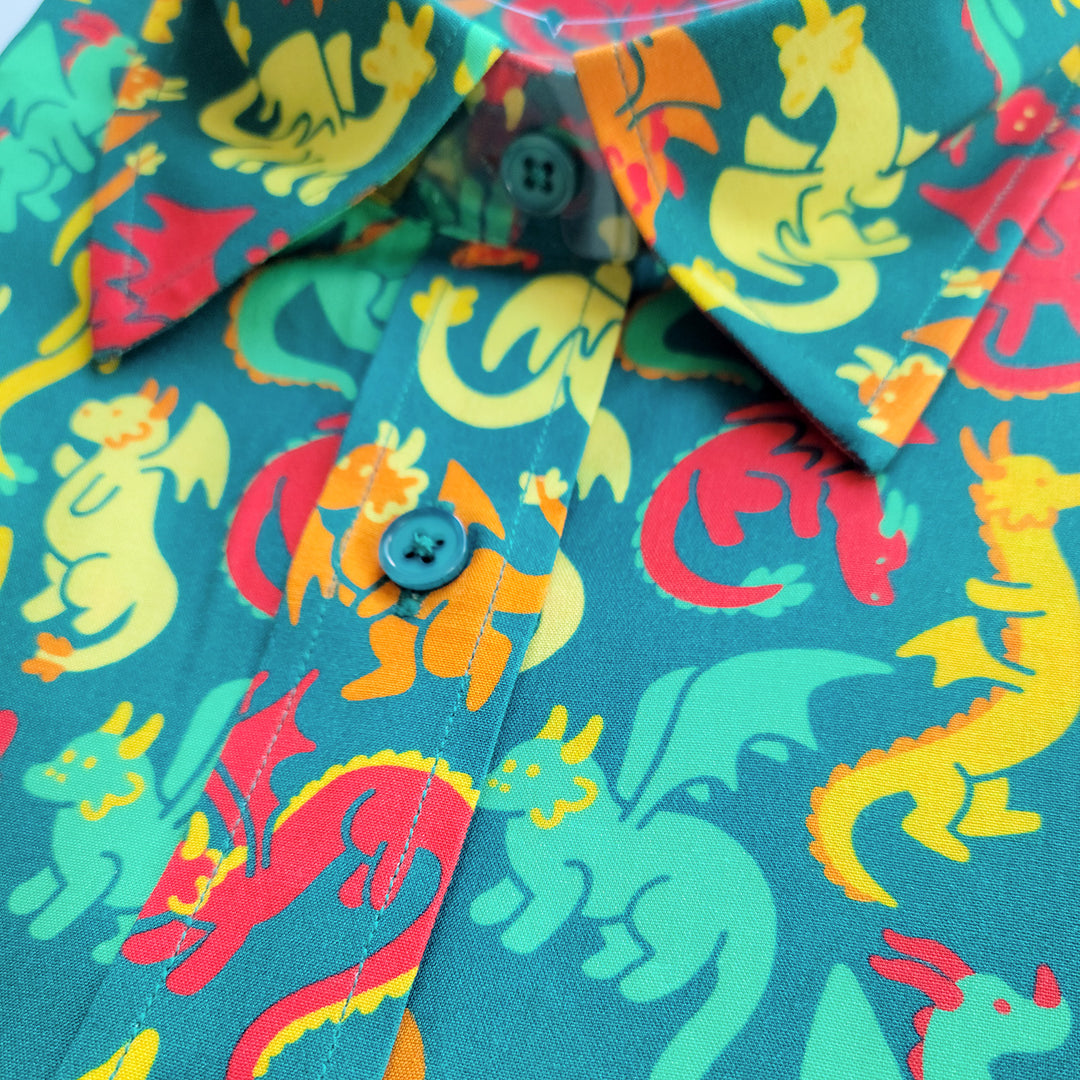 Dragons Unisex Button Up - Geeky merchandise for people who play D&D - Merch to wear and cute accessories and stationery Paola's Pixels