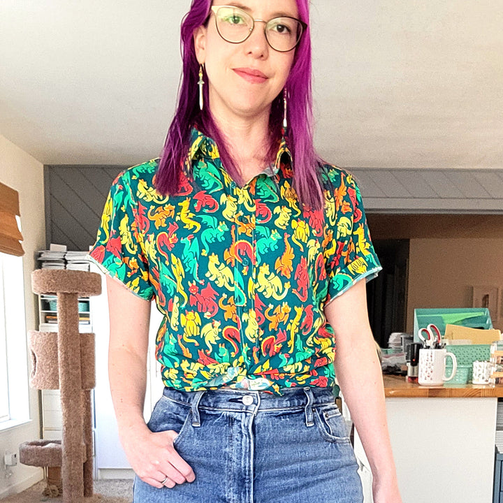 Dragons Women's Button Up - Geeky merchandise for people who play D&D - Merch to wear and cute accessories and stationery Paola's Pixels