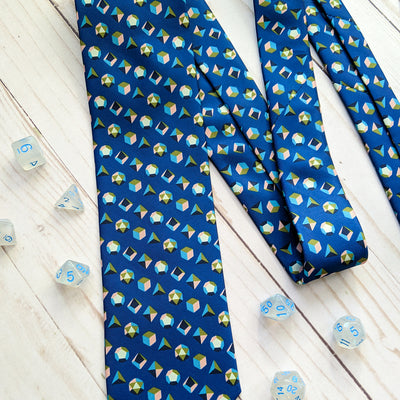 Fancy Dice Tie - Geeky merchandise for people who play D&D - Merch to wear and cute accessories and stationery Paola's Pixels