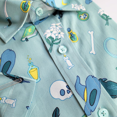 Necromancer Women's Button Up - Geeky merchandise for people who play D&D - Merch to wear and cute accessories and stationery Paola's Pixels
