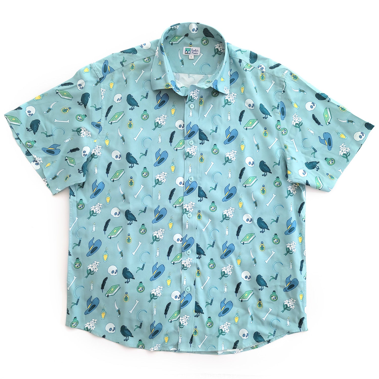 Necromancer Unisex Button Up - Geeky merchandise for people who play D&D - Merch to wear and cute accessories and stationery Paola's Pixels