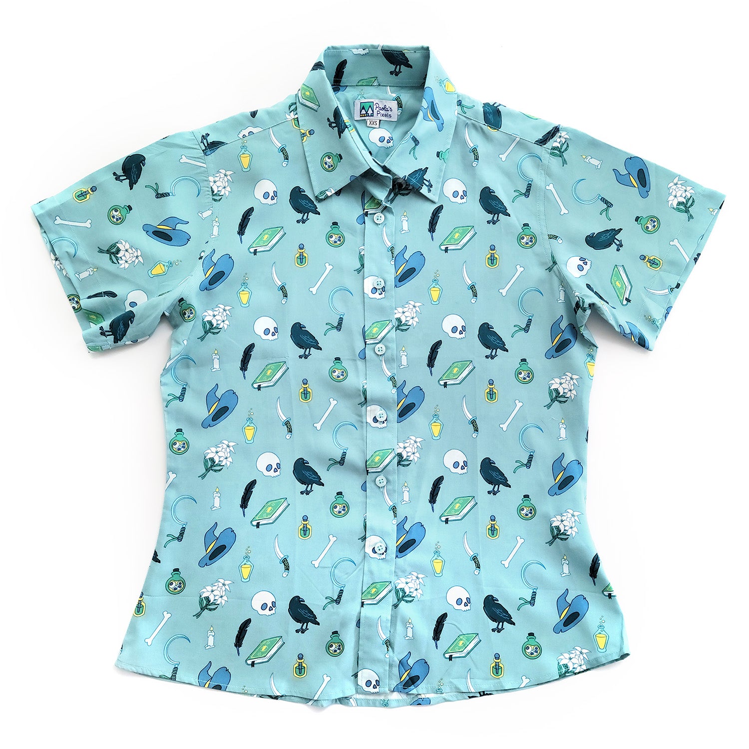 Necromancer Women's Button Up - Geeky merchandise for people who play D&D - Merch to wear and cute accessories and stationery Paola's Pixels