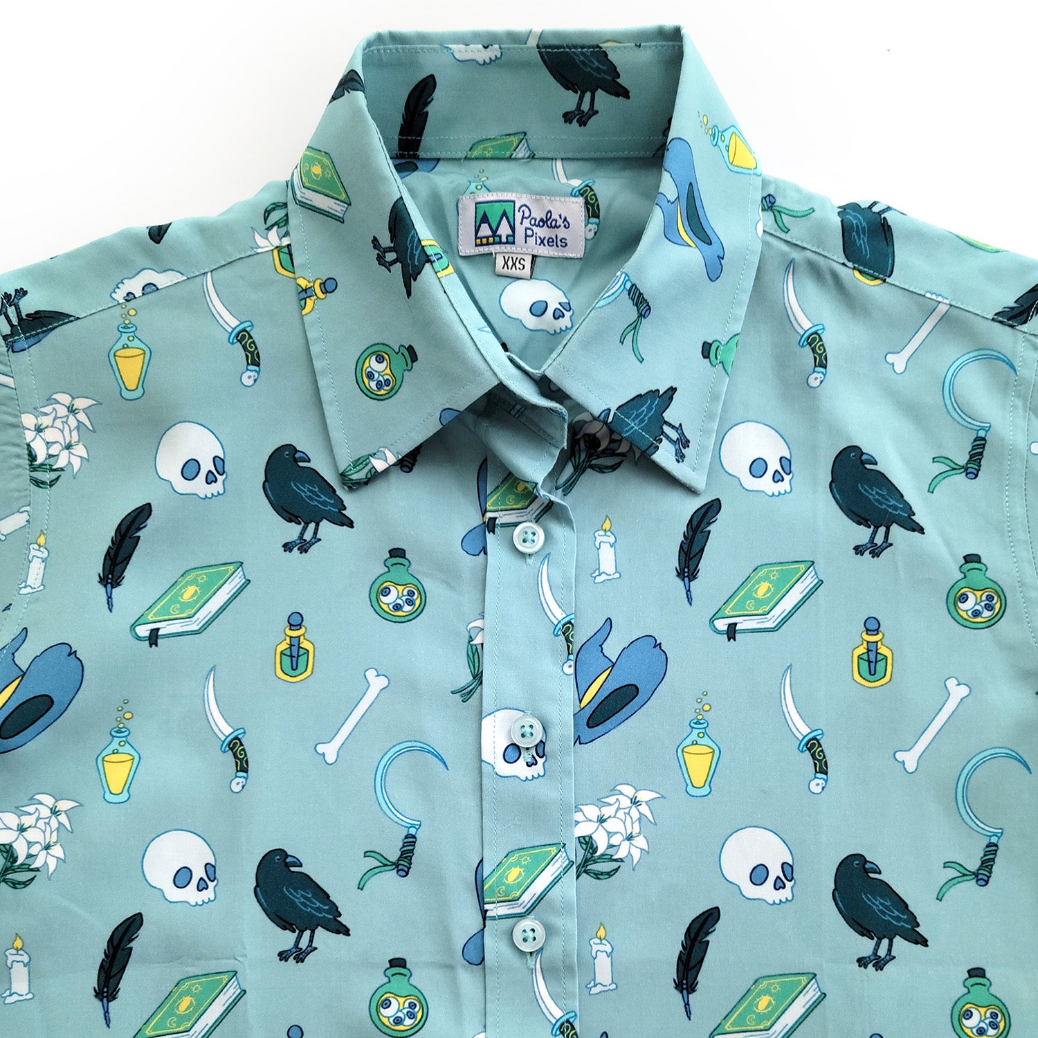 Necromancer Women's Button Up - Geeky merchandise for people who play D&D - Merch to wear and cute accessories and stationery Paola's Pixels