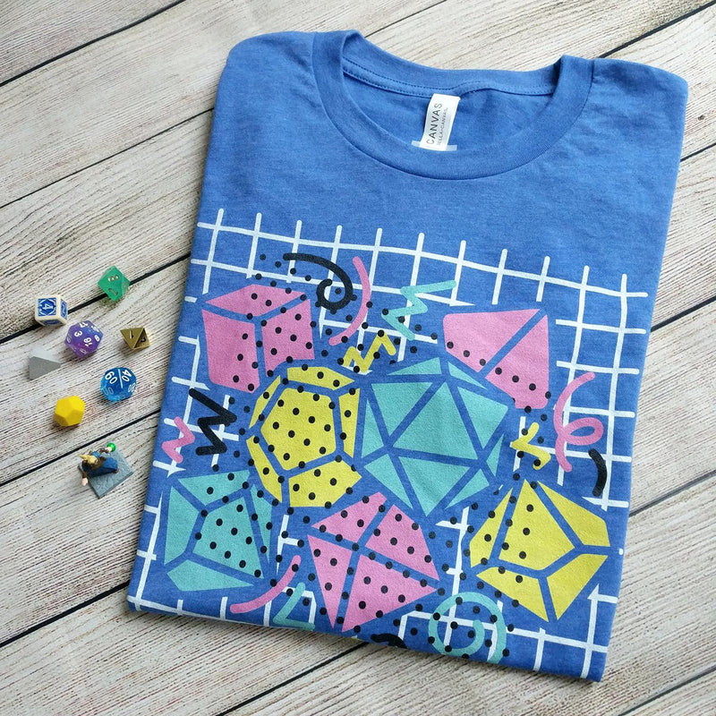 90s Dice Shirt Dark Version - Geeky merchandise for people who play D&D - Merch to wear and cute accessories and stationery Paola&
