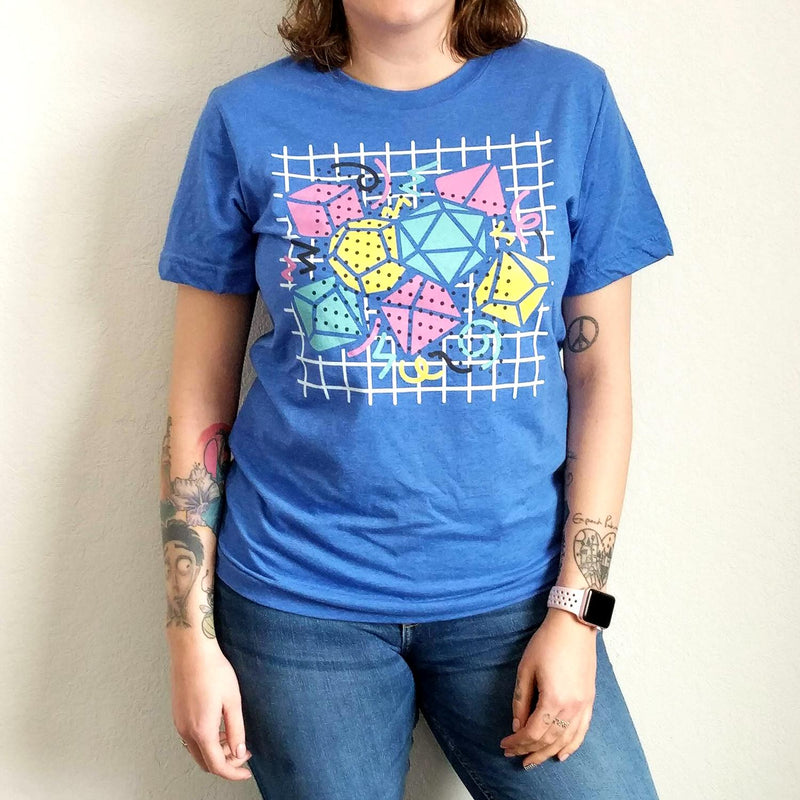 90s Dice Shirt Dark Version - Geeky merchandise for people who play D&D - Merch to wear and cute accessories and stationery Paola&