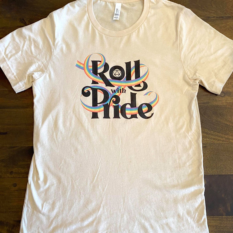Roll With Pride Shirt - Geeky merchandise for people who play D&D - Merch to wear and cute accessories and stationery Paola&
