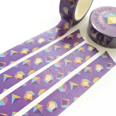 Purple Dice Washi Tape - Geeky merchandise for people who play D&D - Merch to wear and cute accessories and stationery Paola's Pixels