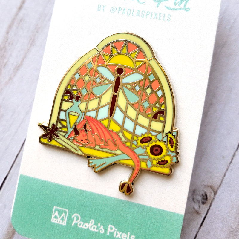 Summer Warlock Window Pin - Geeky merchandise for people who play D&D - Merch to wear and cute accessories and stationery Paola&