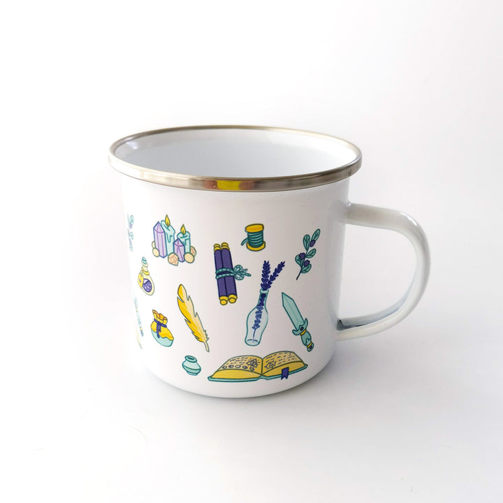 Wizard Enamel Mug - Geeky merchandise for people who play D&D - Merch to wear and cute accessories and stationery Paola's Pixels