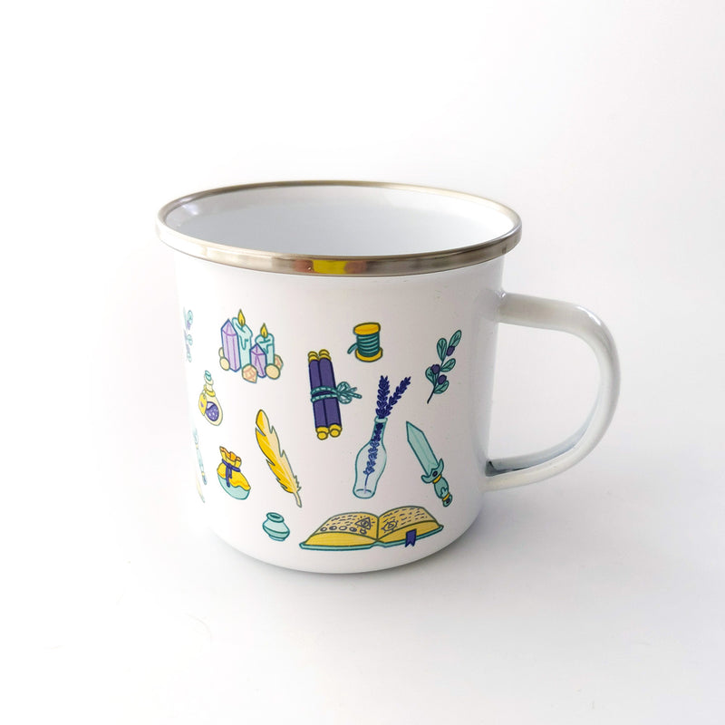 Wizard Enamel Mug - Geeky merchandise for people who play D&D - Merch to wear and cute accessories and stationery Paola&
