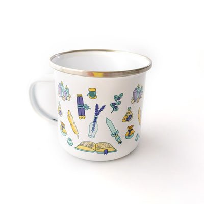 Wizard Enamel Mug - Geeky merchandise for people who play D&D - Merch to wear and cute accessories and stationery Paola's Pixels