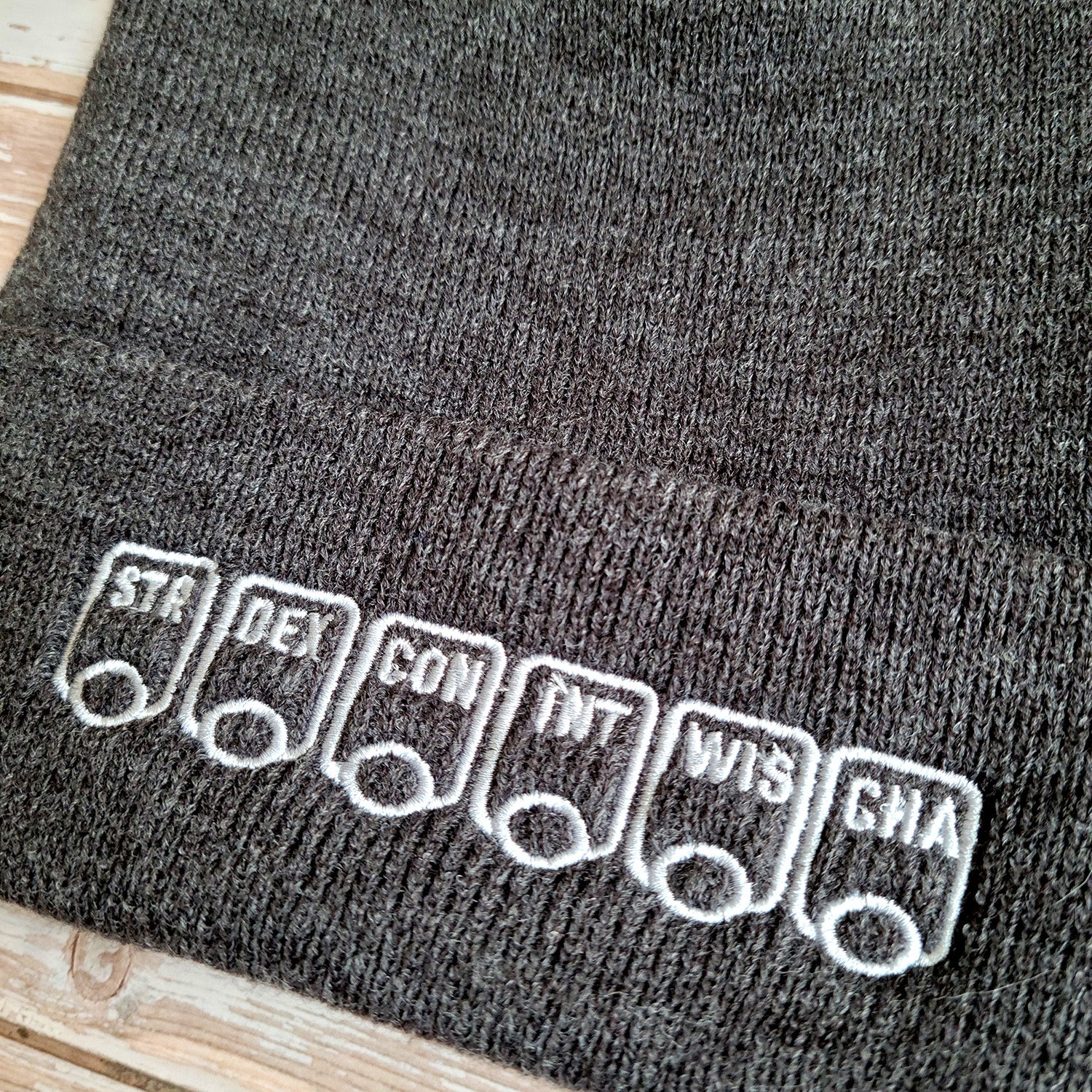 Ability Scores Beanie - Geeky merchandise for people who play D&D - Merch to wear and cute accessories and stationery Paola's Pixels