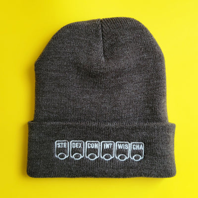 Ability Scores Beanie - Geeky merchandise for people who play D&D - Merch to wear and cute accessories and stationery Paola's Pixels