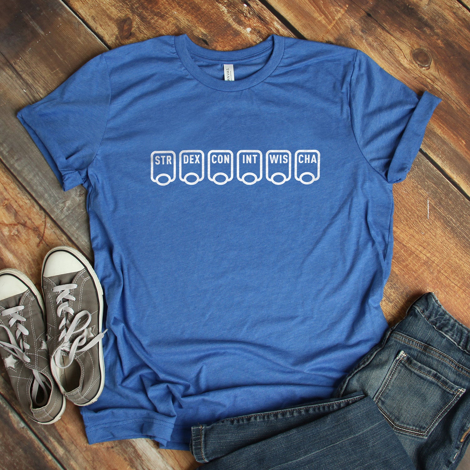 Ability Scores Shirt - Geeky merchandise for people who play D&D - Merch to wear and cute accessories and stationery Paola's Pixels