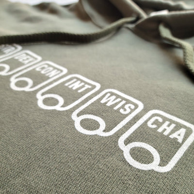Ability Scores Crop Hoodie - Geeky merchandise for people who play D&D - Merch to wear and cute accessories and stationery Paola's Pixels