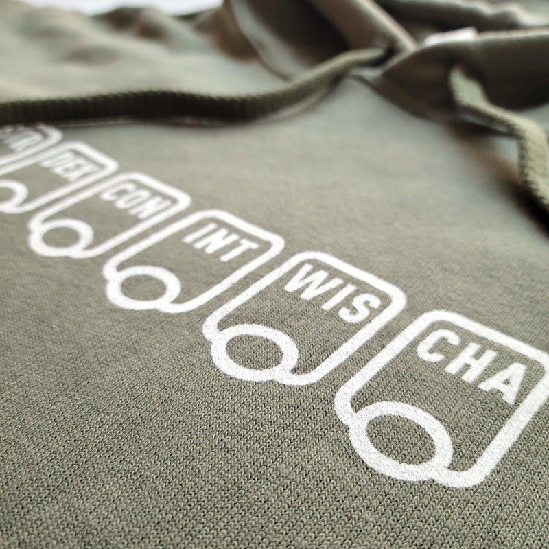 Ability Scores Crop Hoodie - Geeky merchandise for people who play D&D - Merch to wear and cute accessories and stationery Paola&