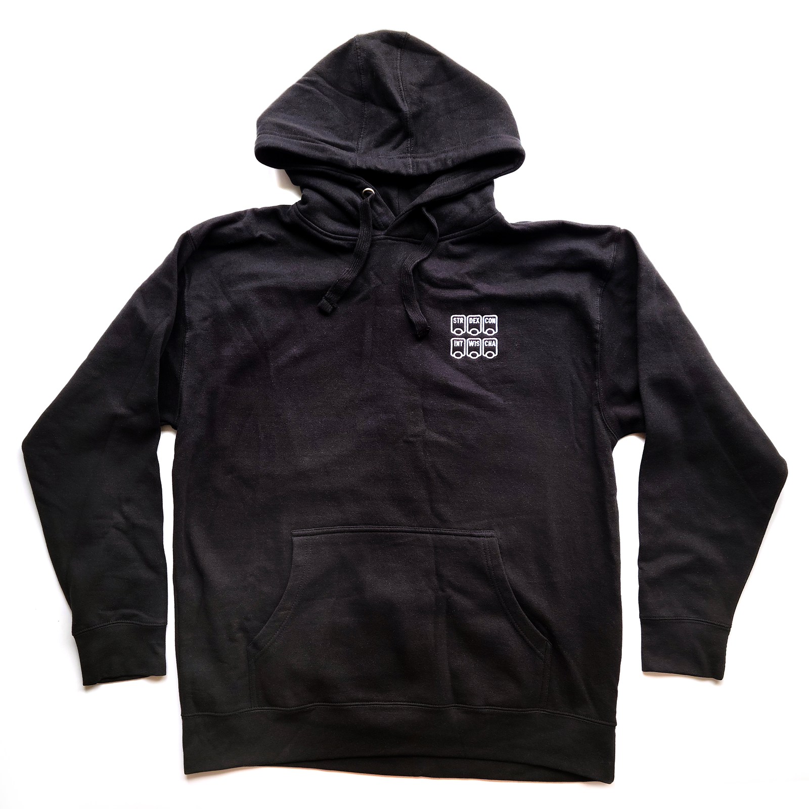 Ability Scores Embroidered Hoodie - Geeky merchandise for people who play D&D - Merch to wear and cute accessories and stationery Paola's Pixels