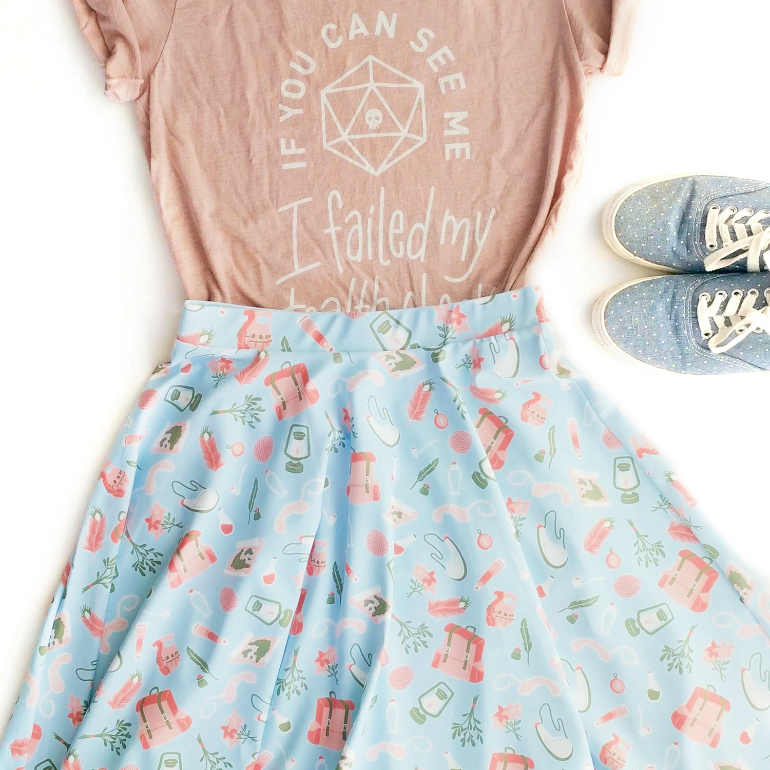Adventurer Skater Skirt - Geeky merchandise for people who play D&D - Merch to wear and cute accessories and stationery Paola's Pixels