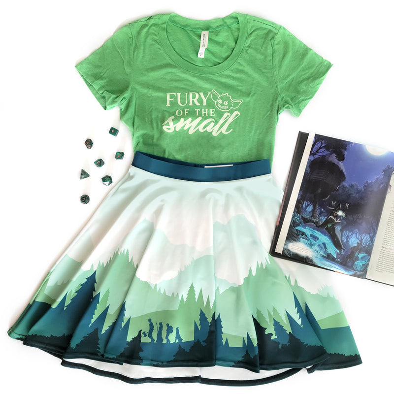 Adventure Landscape Skater Skirt - Geeky merchandise for people who play D&D - Merch to wear and cute accessories and stationery Paola&