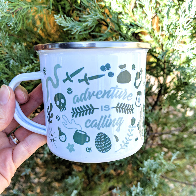 The Wild is Calling-enamel Mug, Campfire Mug, Camping Mug