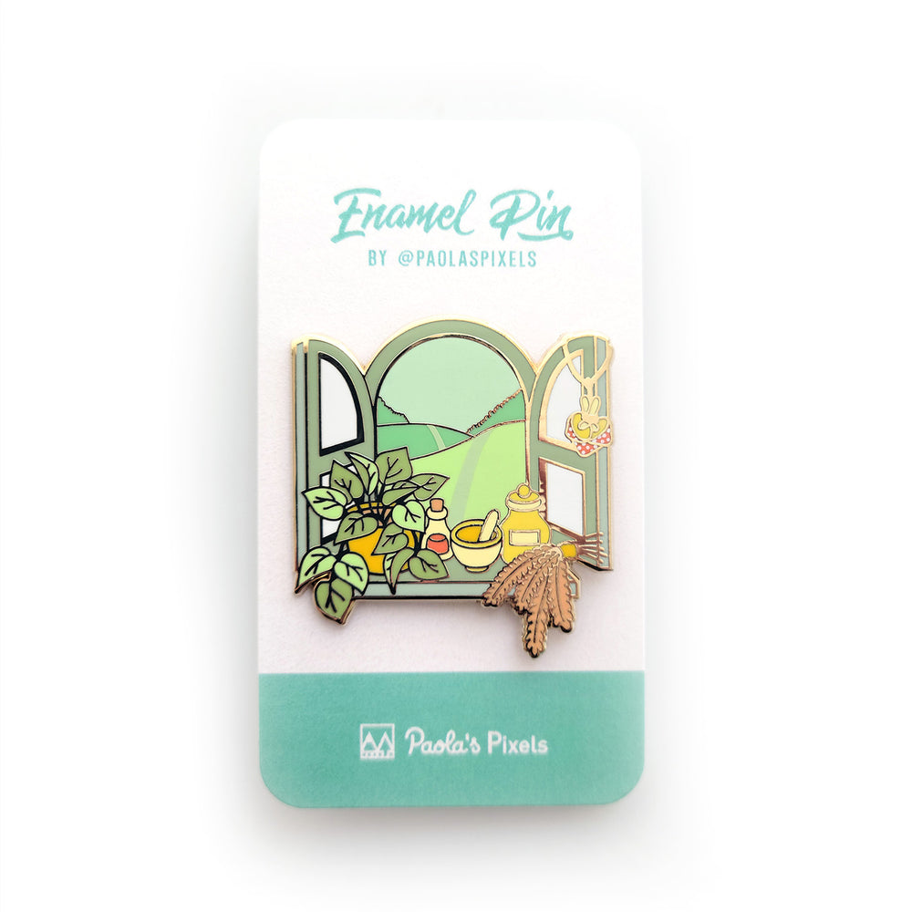 The Alchemist Window Pin - Geeky merchandise for people who play D&D - Merch to wear and cute accessories and stationery Paola's Pixels