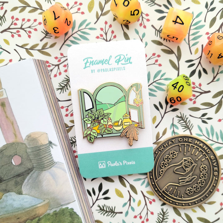 Seconds Sale! The Alchemist Window Pin - Geeky merchandise for people who play D&D - Merch to wear and cute accessories and stationery Paola's Pixels