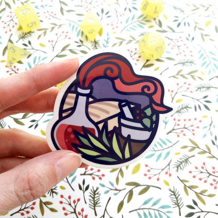 Alchemist Scene Sticker - Geeky merchandise for people who play D&D - Merch to wear and cute accessories and stationery Paola's Pixels